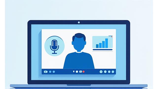 Laptop displaying a webinar screen with a presenter, symbolizing online learning