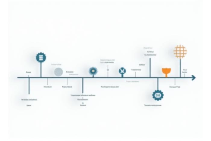 A visual timeline chart illustrating a business's growth milestones (e.g., R&D, market expansion, hiring) with corresponding government funding opportunities integrated onto the timeline.