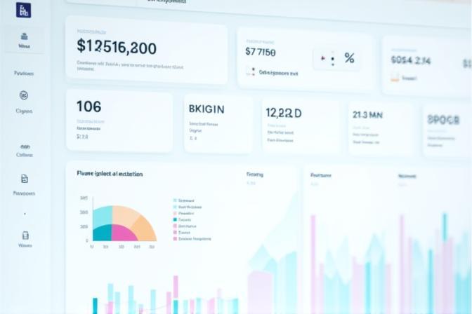 A digital dashboard displaying financial compliance metrics and future projections